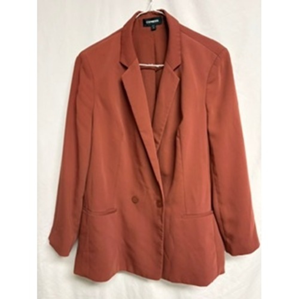 Express Burnt Orange Double Breasted Blazer Jacket Womens Large Notch Lapel Y2K
